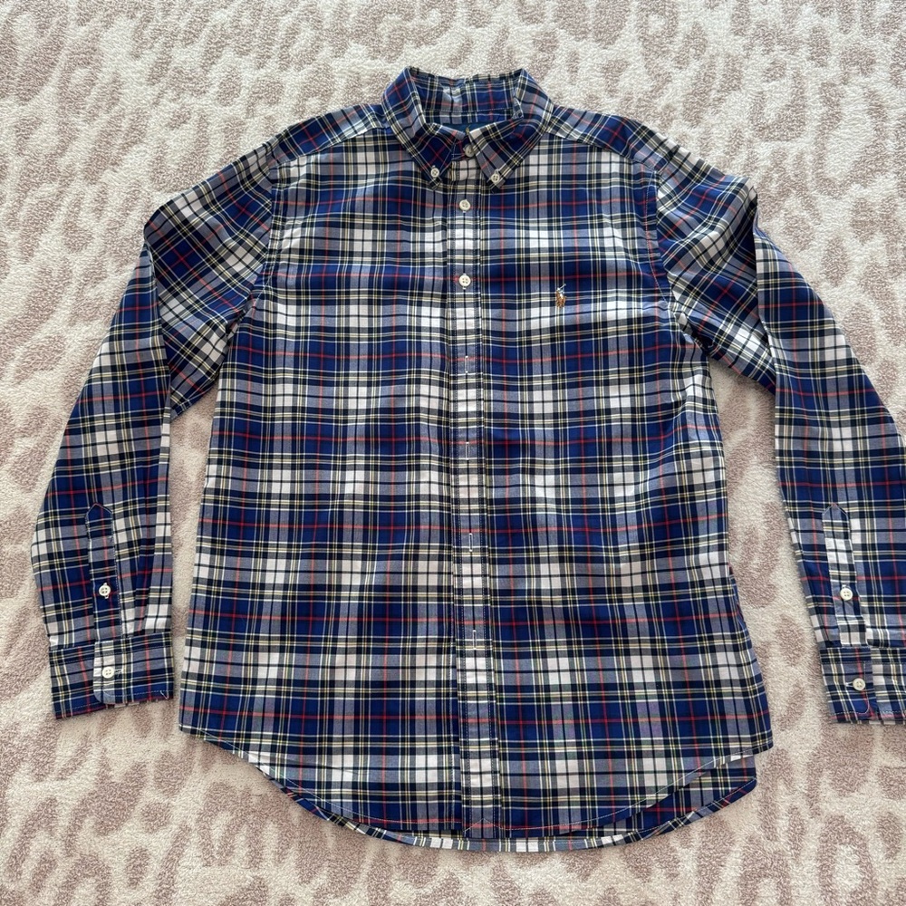 Ralph Lauren Blue Plaid Button Down Shirt - Big Boys XL (14/16)